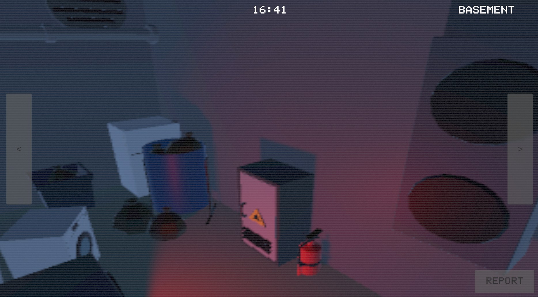 Deception — dimly lit basement interior with a fire extinguisher and electrical box
